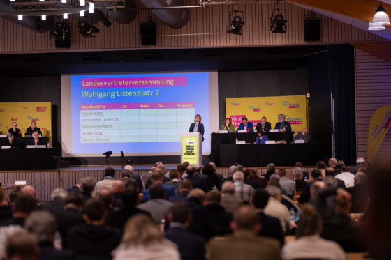Election meeting with presentation and audience