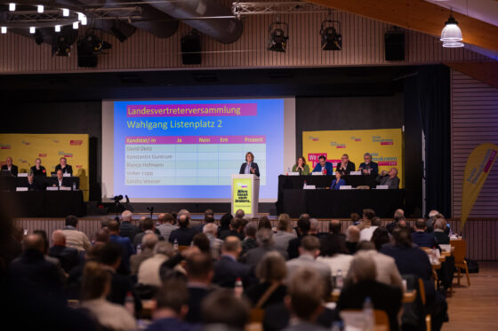 Conference with presentation and audience in one room